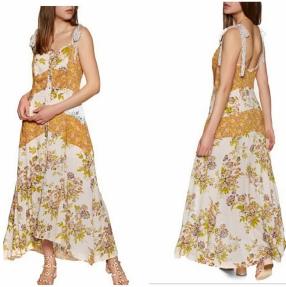 FREE People boho Lover Boy Tie Button Maxi Dress